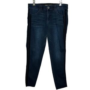 Democracy Ab Technology‎ Jeans Women's 10 Raw Hem Dark Wash Side Stripe